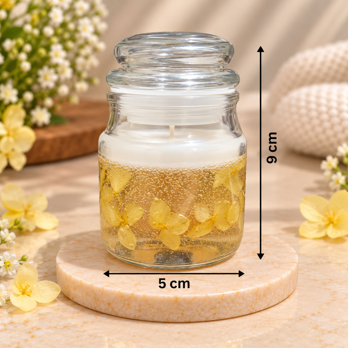 Vanilla Scented Gel Candle in Glass Jar | Handmade Decorative Candle | Craft & Wick