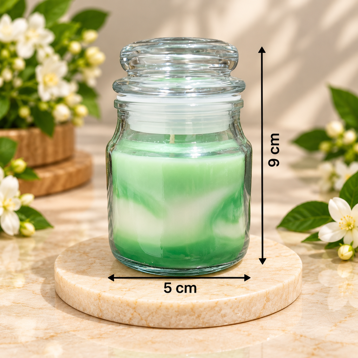 White Jasmine Scented Soy Wax Candle in Glass Jar | Craft & Wick
