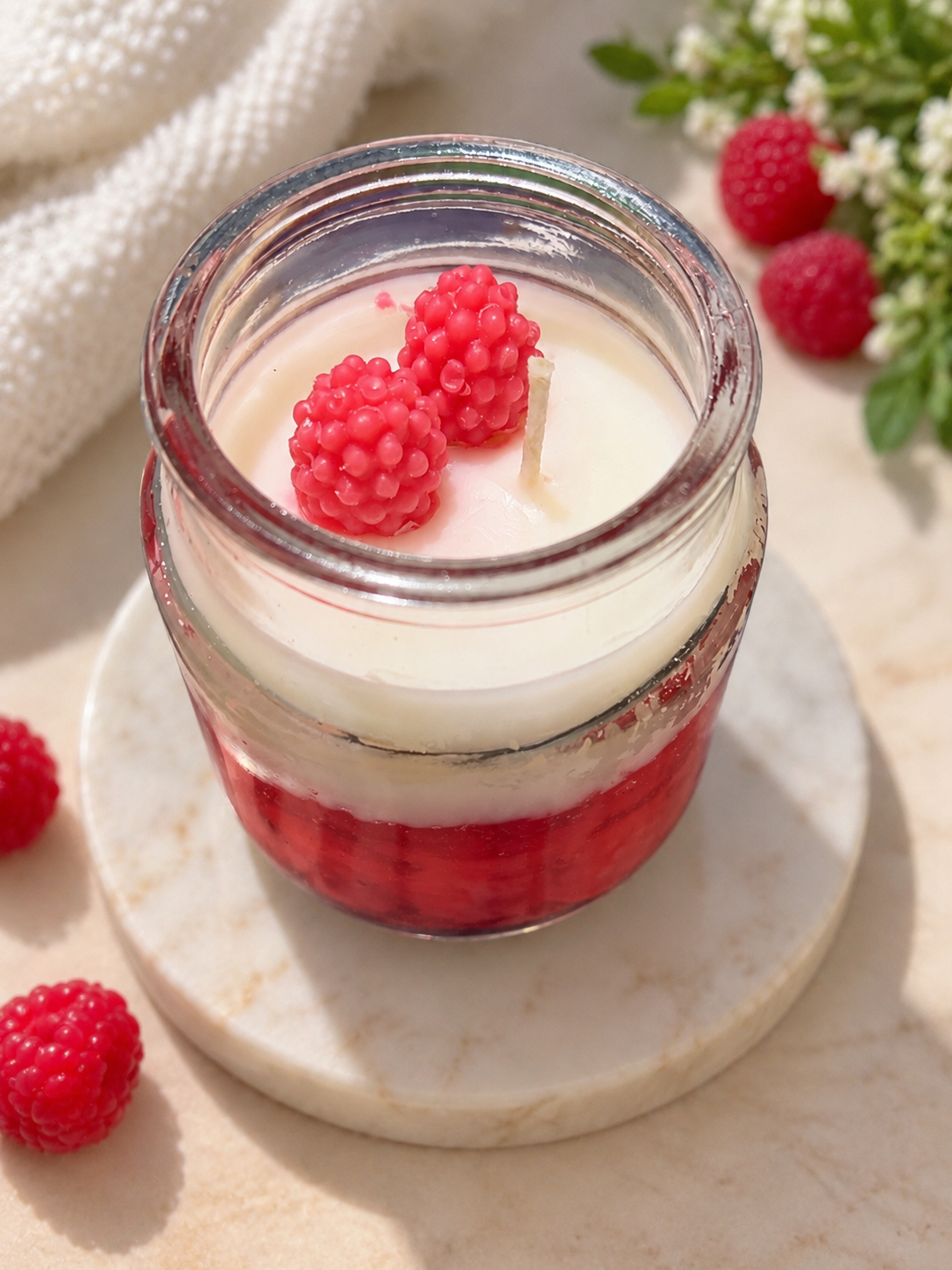 Raspberry Bliss Scented Gel Candle in Glass Jar | Handmade Decorative Candle – Craft & Wick