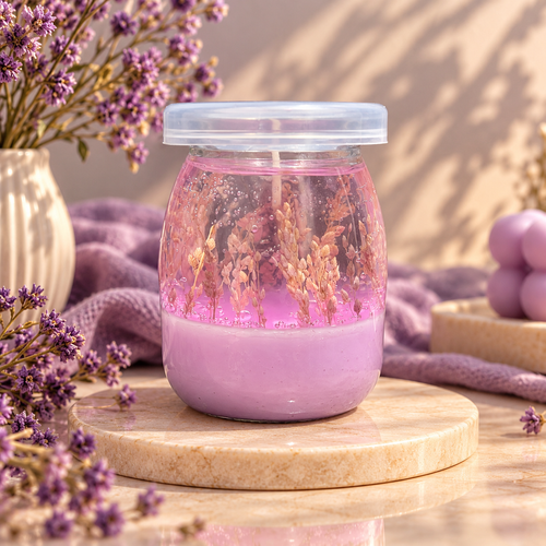 Lavender Scented Gel Candle in Glass Jar | Handmade Floral Candle – Craft & Wick