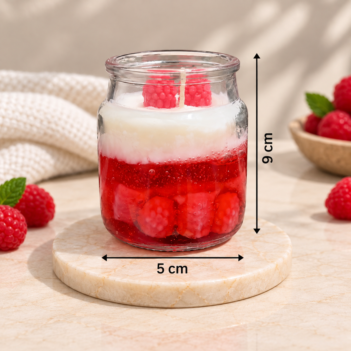 Raspberry Bliss Scented Gel Candle in Glass Jar | Handmade Decorative Candle – Craft & Wick