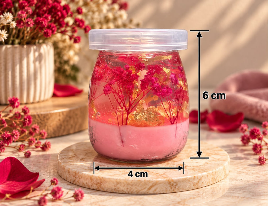 Rose Scented Gel Candle in Glass Jar | Handmade Floral Candle – Craft & Wick
